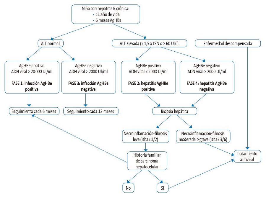 Figura 3. Algoritmo diagnóstico-terapéutico de la hepatitis B crónica en niños